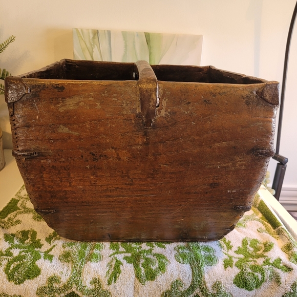Other - Antique 1800s Rice Harvest Bucket, Asian Chinese Grain Measure Holder Basket